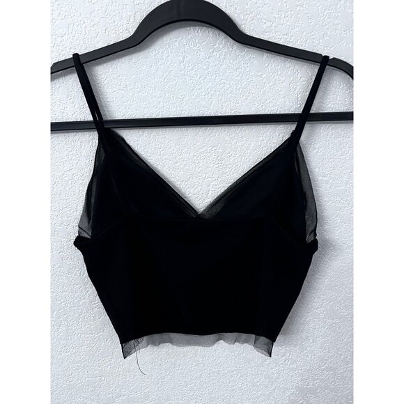 Silence + Noise Black Mesh Trim Bralette Top M - Picture 2 of 5